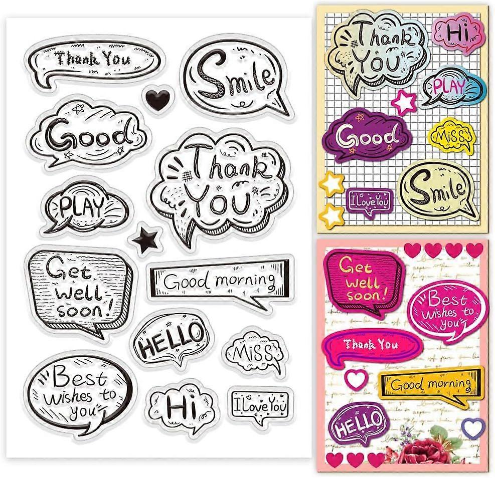 Doodle Text Clear PVC Plastic Transparent Craft Greeting Card Seal Stamps for DIY Scrapbooking Album Decorating Card Making