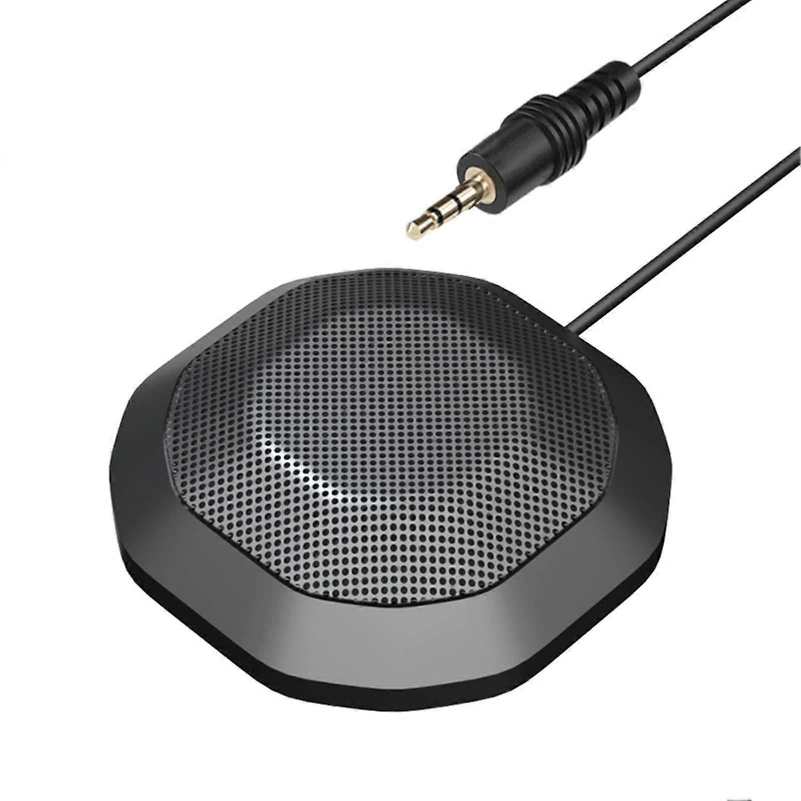 Computer Microphone 3.5mm Plug Portable 360Degree Omnidirectional Condenser PC Mic Plug and Play Compact Conference Mic