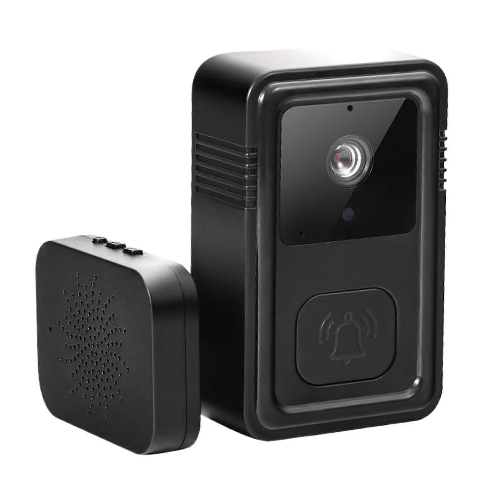 Smart Doorbell TwoWay Audio Battery Powered Black Night Vision Camera Simultaneous Photo Capture