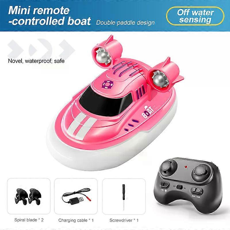 Mini bateau t��l��command�� de poche RC, bateau avec double h��lices, ��tanche, Anti-Collision, lumi��re LED, jouet pour enfant, 1/32