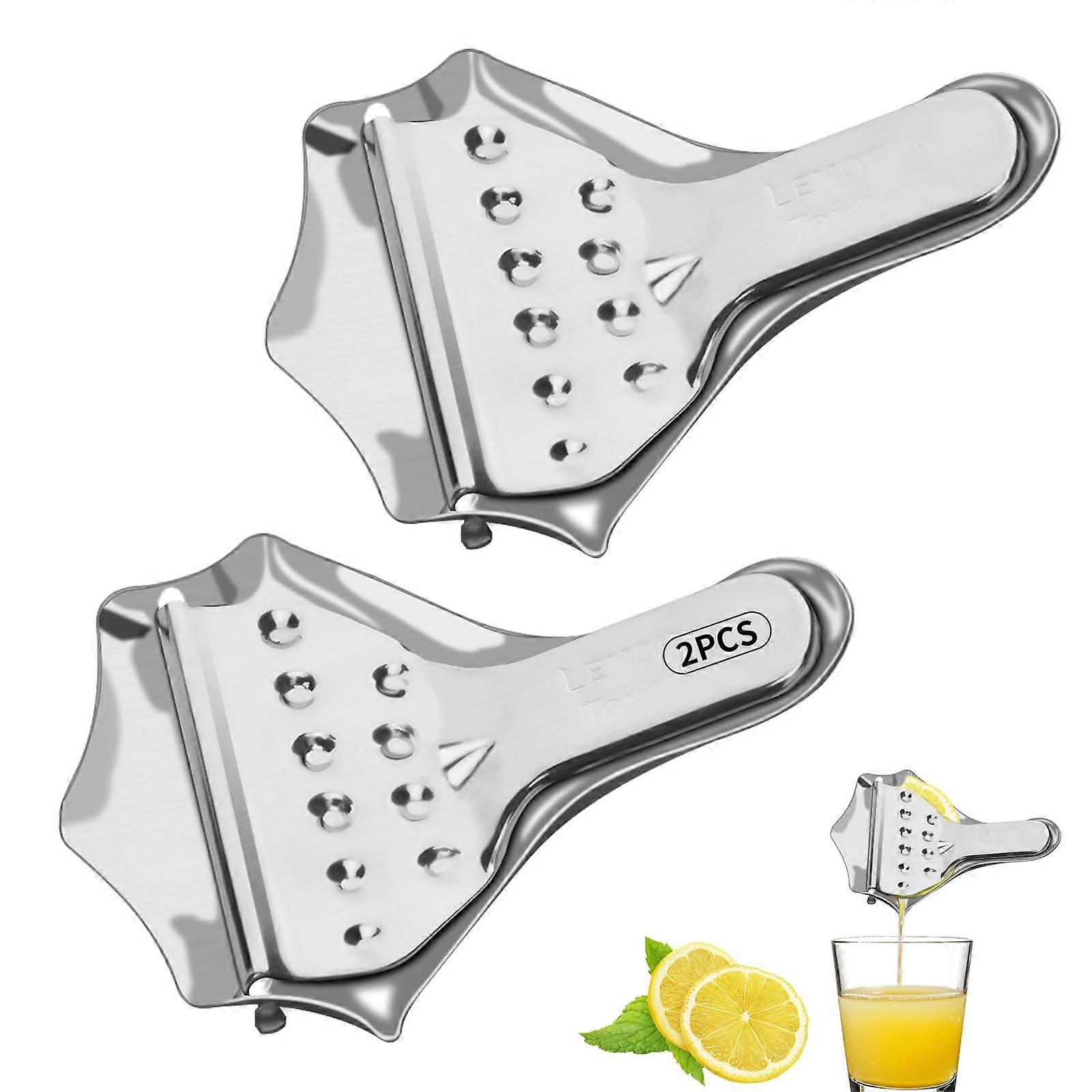 2Pack Stainless Steel Manual Citrus Juicer Lemon Lime Squeezer for Fresh Juice and Easy Cleaning