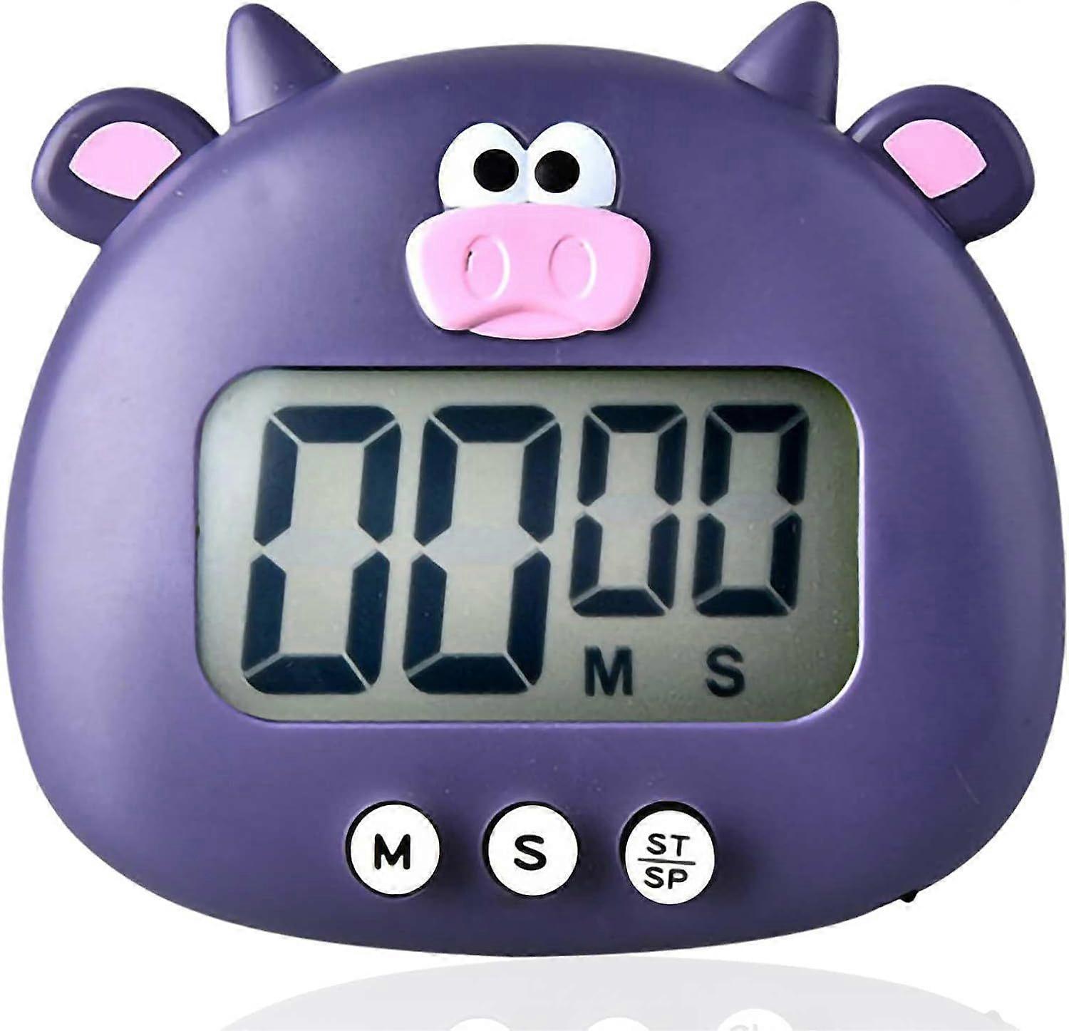 Kitchen Timer, Cartoon Animal Digital Timer, Countdown Timer for Kids (Purple)