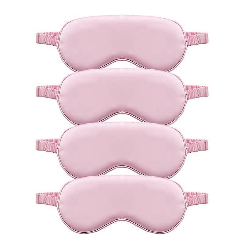 4 Pack Silk Sleep Mask with Light Blocking Design for Travel and Nap, Adjustable Strap, Light Pink