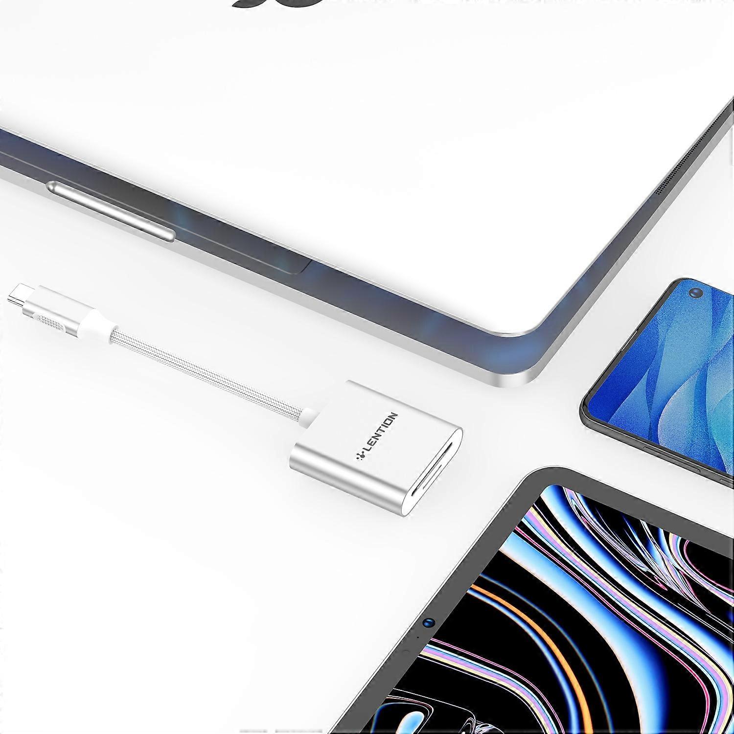 LENTION C8 USB-C to SD/Micro SD Card Reader Adapter Two Card Simultaneous