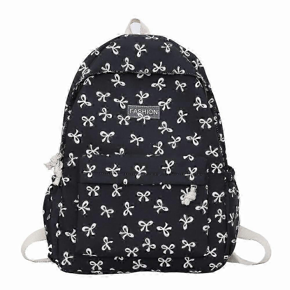 Bow Print Fashion Student Backpack,Large Capacity School Bag,Adjustable Strap