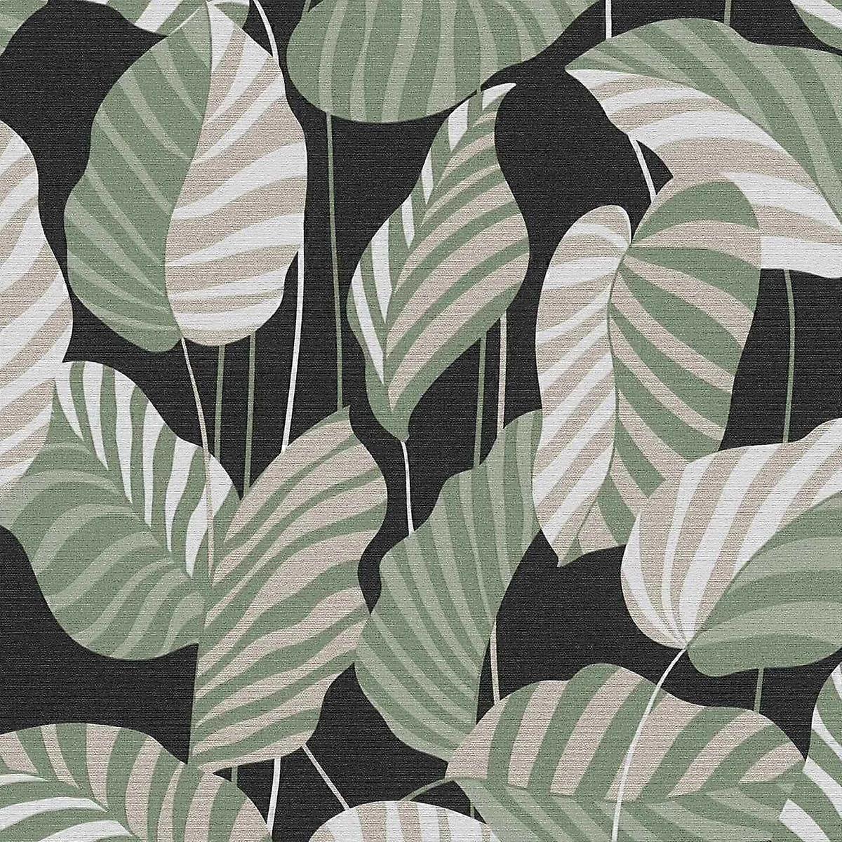 Abstract Tropical Leaf Black Wallpaper
