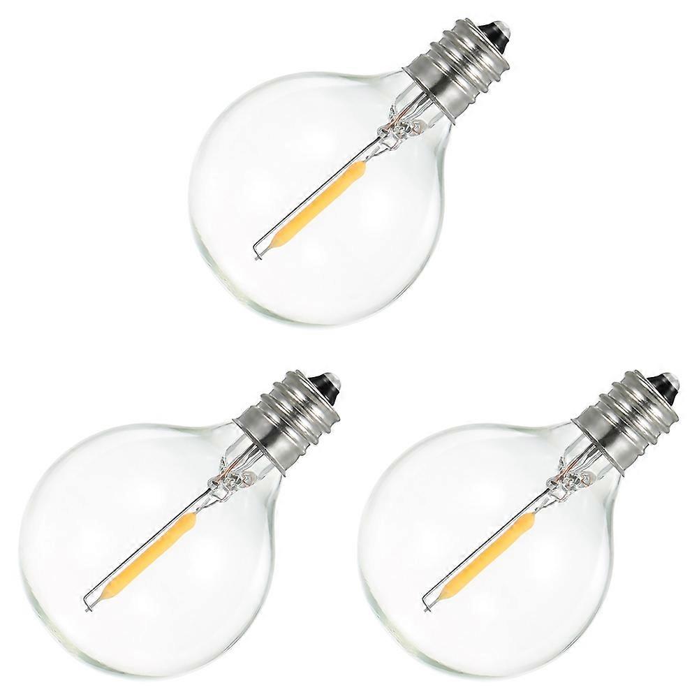 3Pcs G40 Led Replacement Light Bulbs, E12 Screw Base Shatterproof LED Globe Bulbs for Solar String Lights Warm White