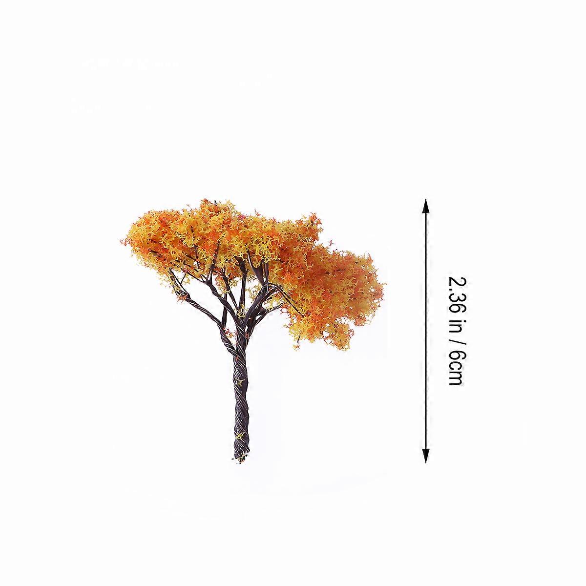 Simulation Tree Mini Trees for Terrarium Decoration 10Pcs Yellow Micro Landscape Accessories