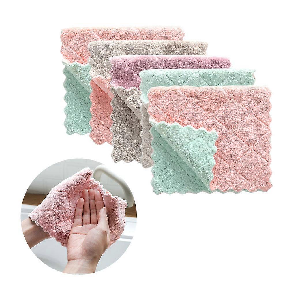 Microfiber Dishcloth for Washing Dishes 5Pcs Thick Double Layer