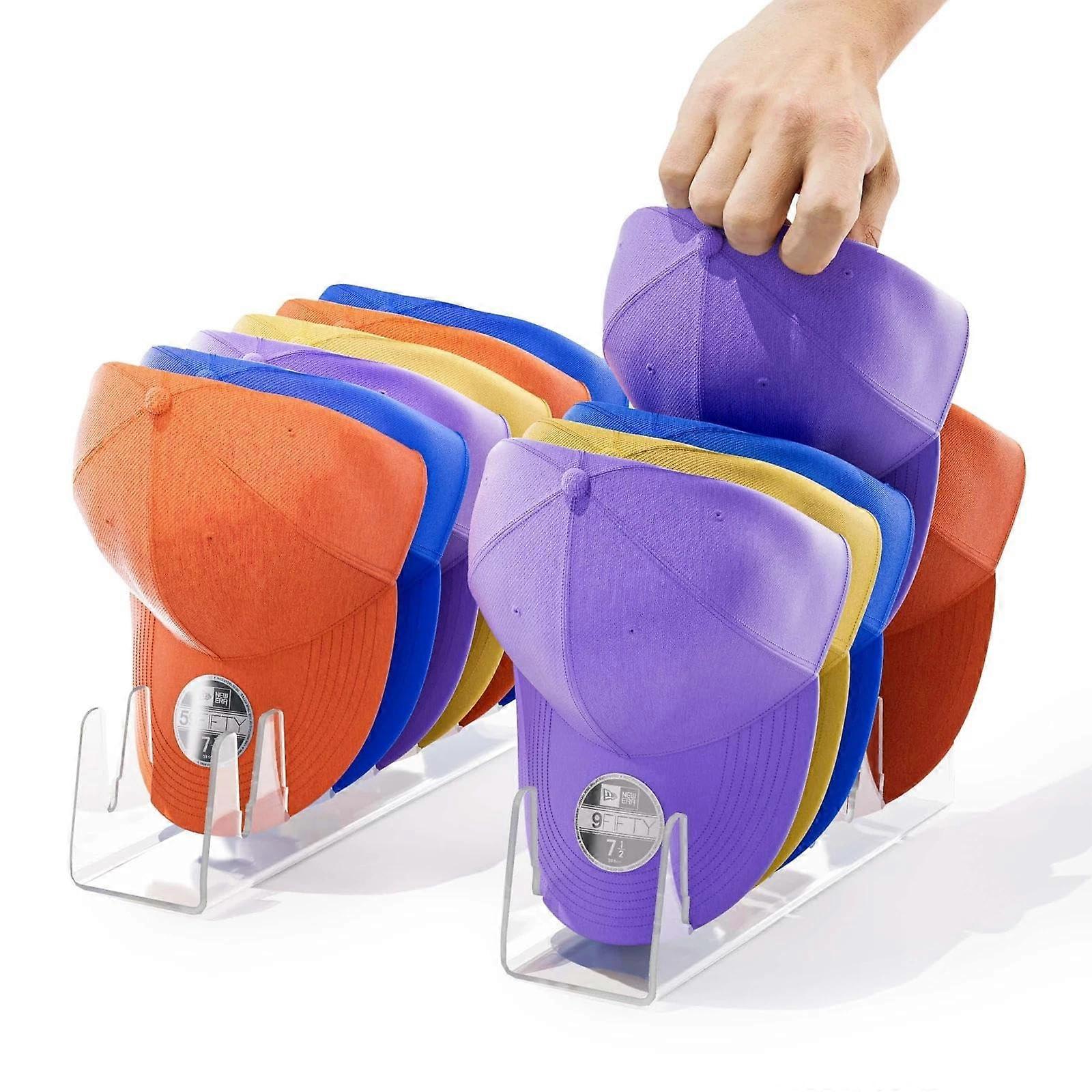 Hat Organizer Clear Acrylic 2 Pack Baseball Cap Holder Rack Vertical Display Storage Stand