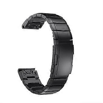 Watch Band 20MM Black Stainless Steel Strap Quick Fit for Garmin Fenix 5 6X Pro Enduro Descent MK2
