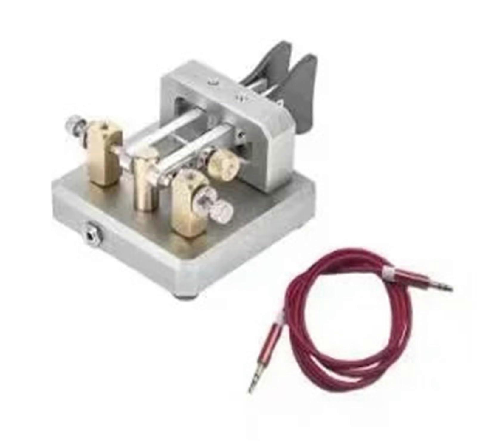 Morse Code Keyer with Dual Paddle Operation and 3.5mm Audio Interface, Durable Metal Silver