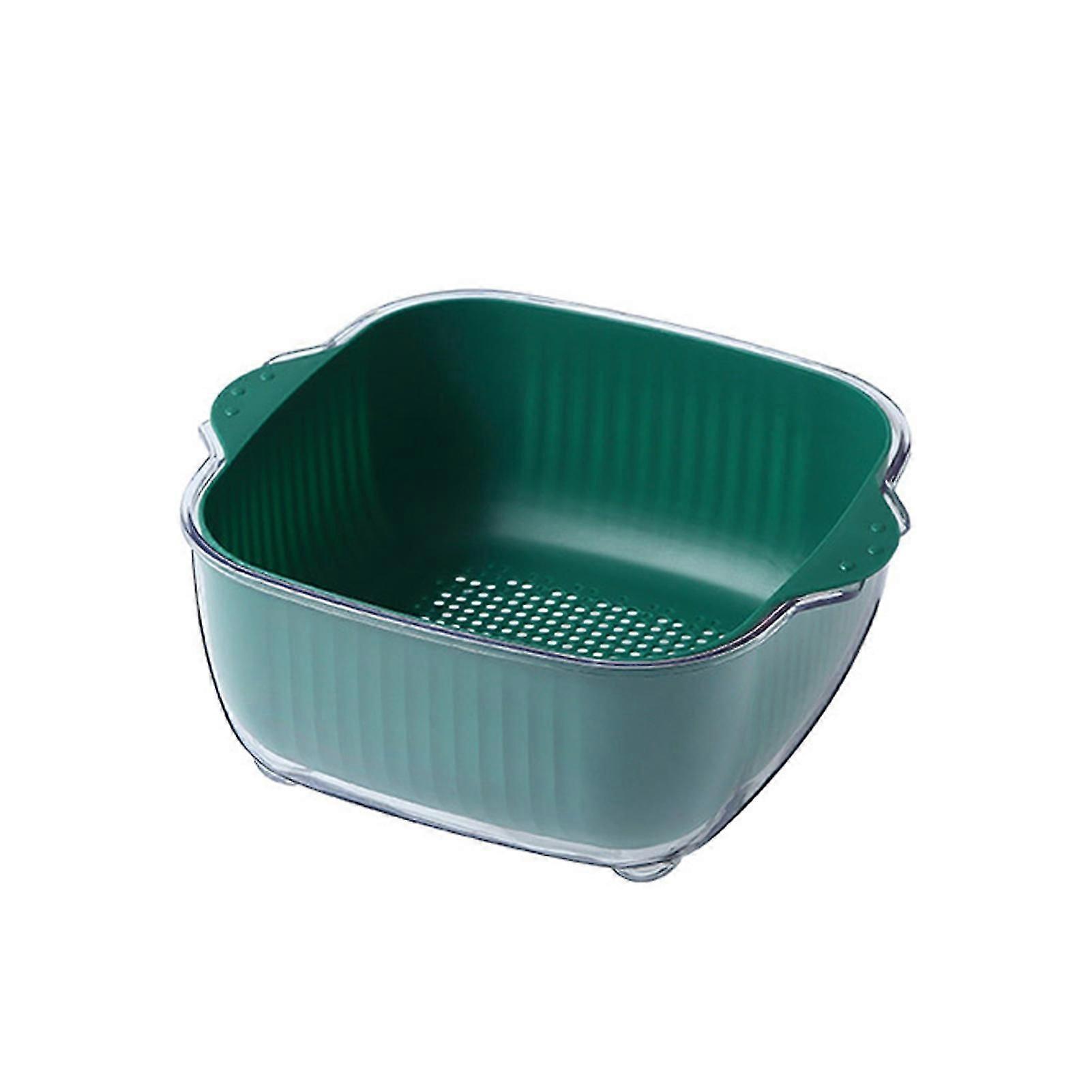 Drain Basket Stackable Non-slip Deep Double Layer Washing Bowl For Kitchen