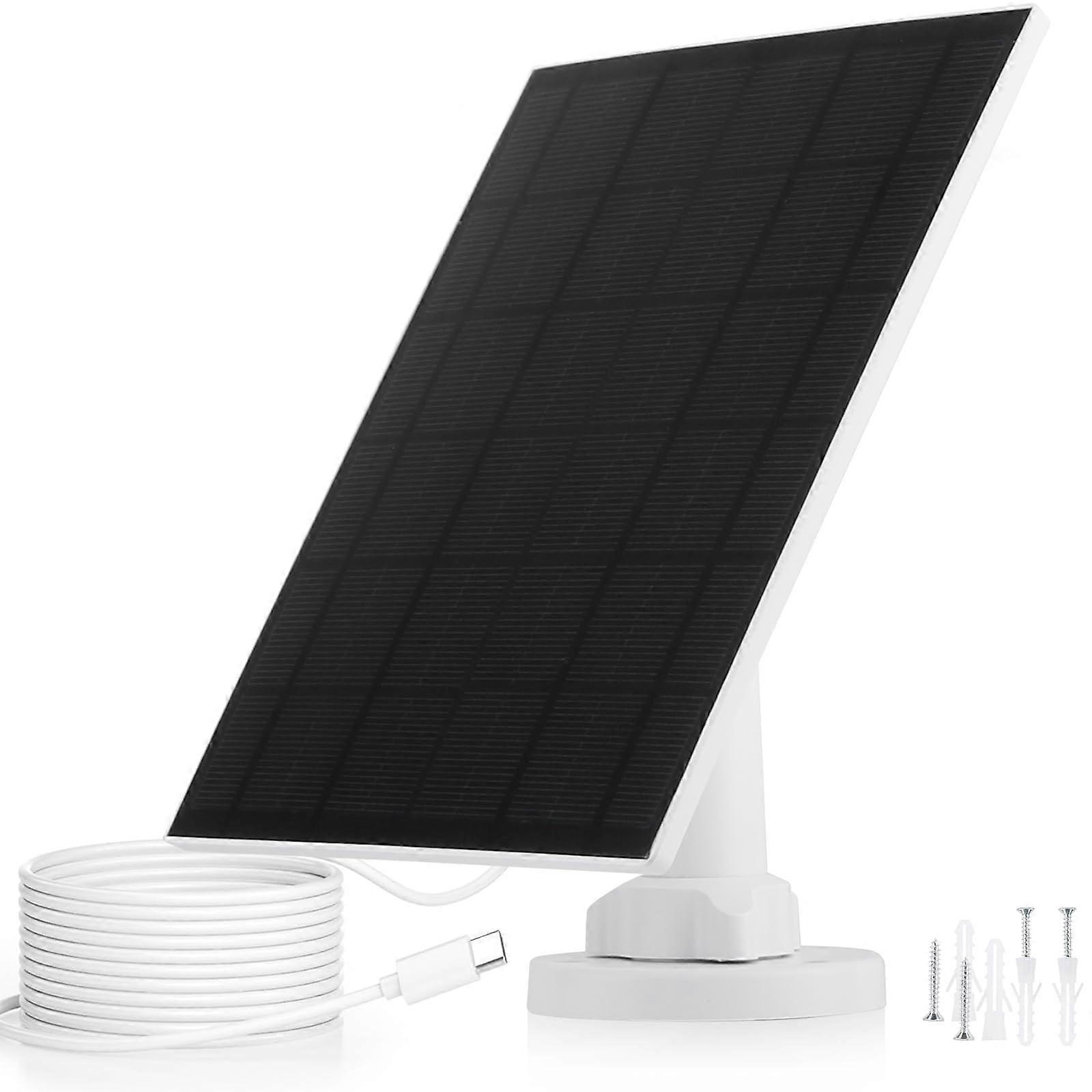 3W USB C Solar Panel for Security Camera, IP66 Waterproof with 9ft Cable and Adjustable Mount