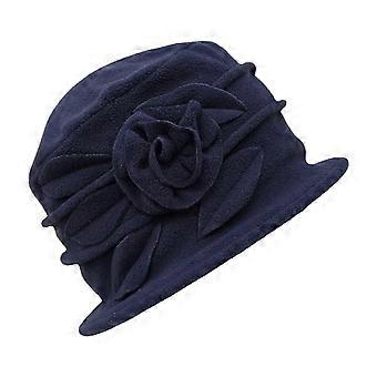 Chapéu Cloche Vintage Floral de Lã para Mulheres, Estilo Anos 1920, Chapéu de Inverno Elegante e Quente