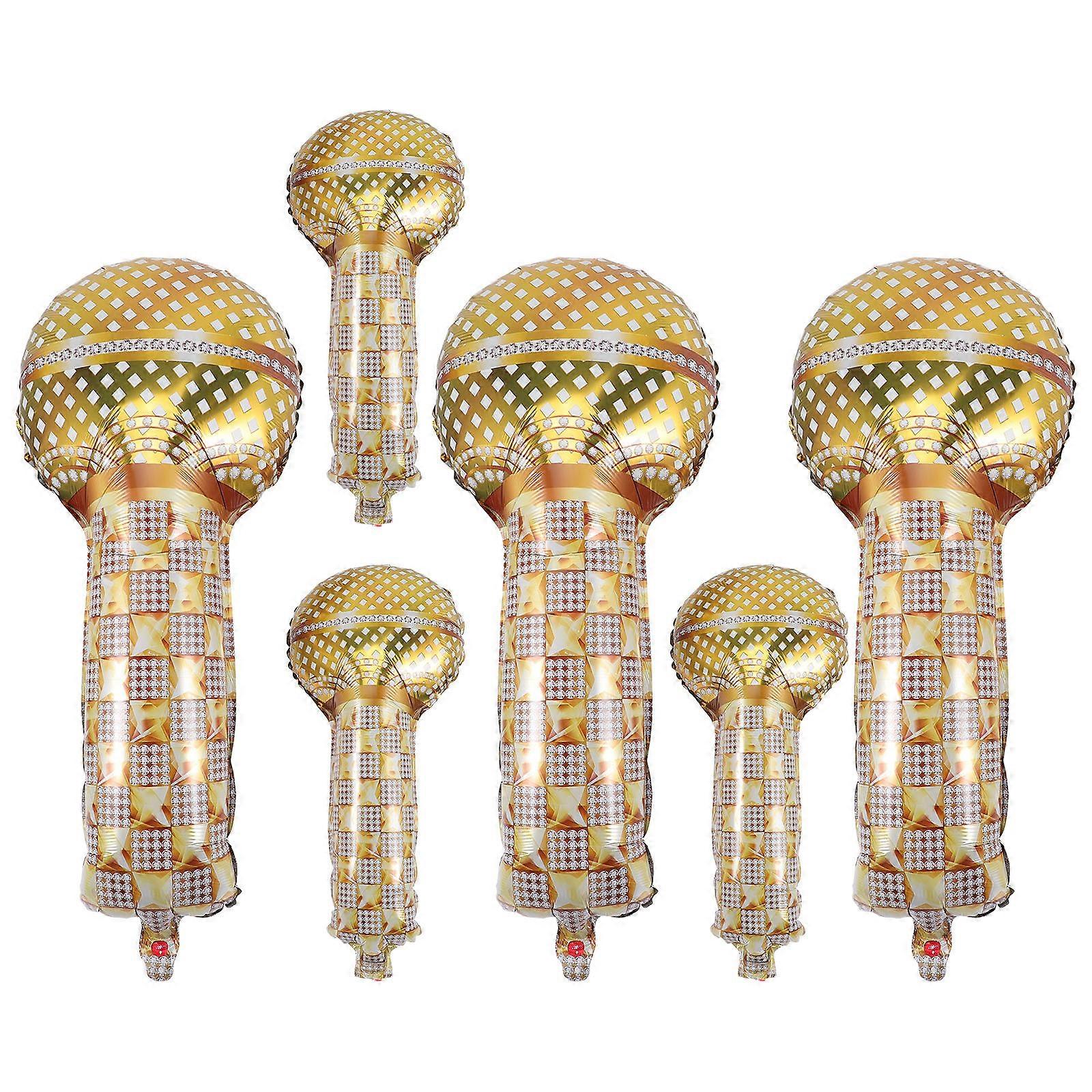 6 pcs mic kids 80 s 90 s party favor blow up microphone microphone pretend toy act toys rock star balloons