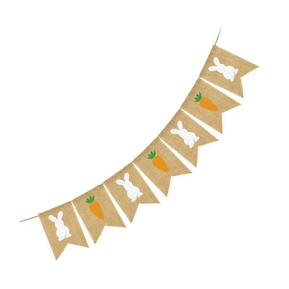 Hanging Ceiling Flag Bunny Carrot Pattern for Easter 2Pcs Party Banner
