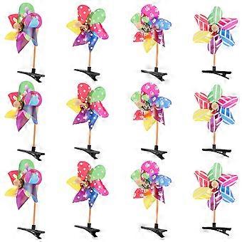 24Pcs Pinwheel Hair Clips Plastic Barrettes for Decoration Assorted Color