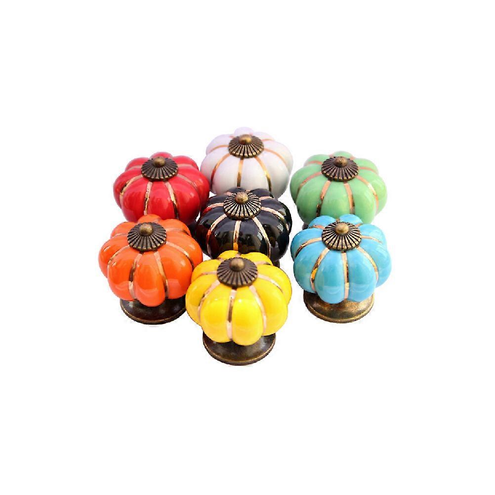 Ceramic Door Knobs Pumpkin Knob for Kitchen Cupboard 5Pcs Blue