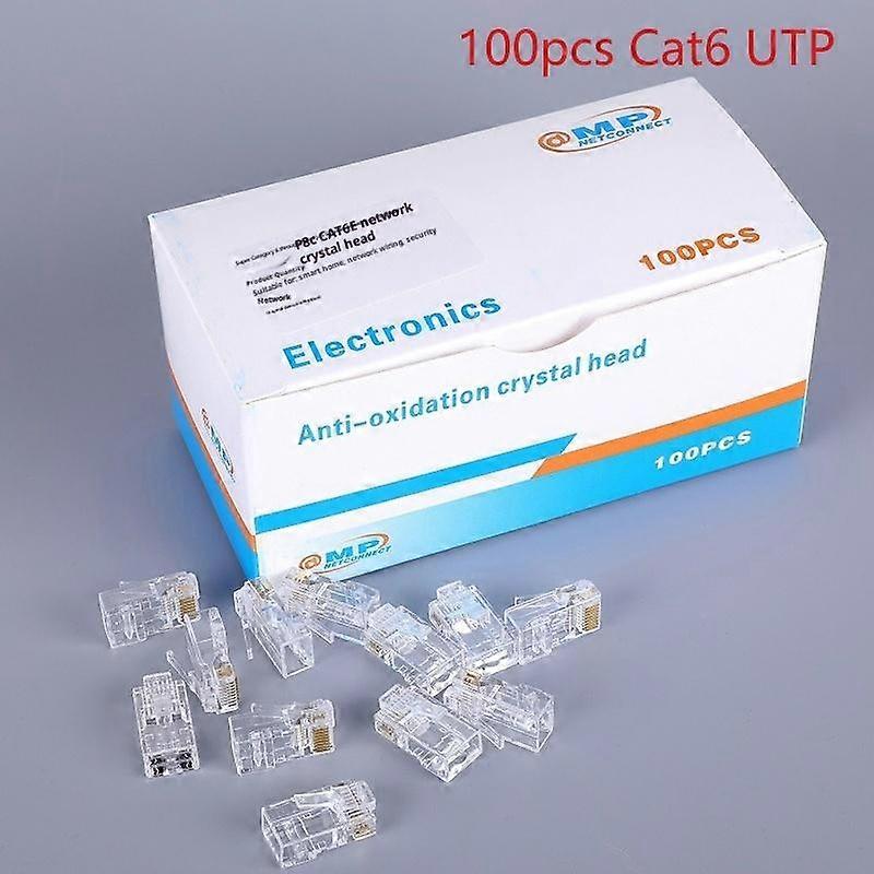 100PCS Cat6 UTP FTP Ethernet Cables Module Plug Socket Network Connector RJ45 Pass Through