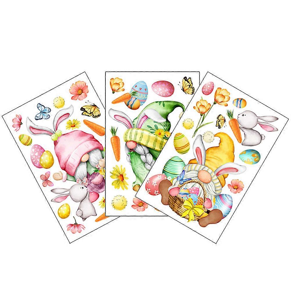 1 Set Easter Window Cling Static Bunny Gnome Egg Sticker Non-Adhesive Easter Decal