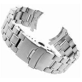 Curved Stainless Steel Metal Solid Watch Band Strap Clasp Replacement 20-22mm