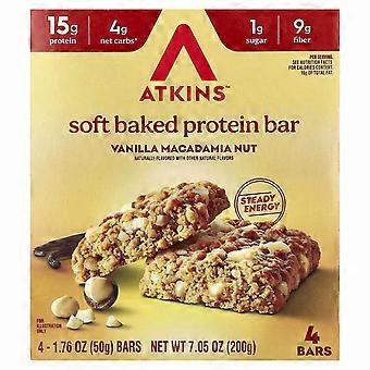 Atkins, Soft Baked Protein Bar, Vanilla Macadamia Nut, 4 Bars, 1.76 oz (50 g) Each, 3-Pack
