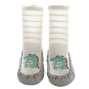 Meias infantis com estampa de animais, sola antiderrapante, sapatos casuais para bebês, meninos e meninas.