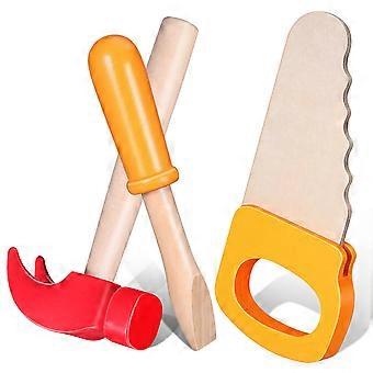 1 Set of Wooden Tool Toy Set Construction Pretend Play Tools Simulation Wooden Hammer Saw Screwdriver Toys