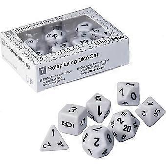 Ultra Pro 7-set Role Playing Game Polyhedral White Dice With Black Numbering 85091