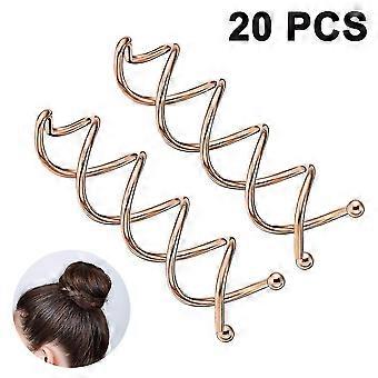 20pcs Pinos de cabelo espiral, clipes de cabelo twist para o estilo de cabelo em forma de espiral