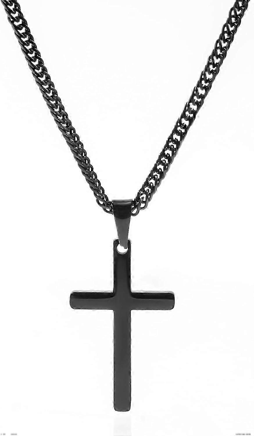 Colar Para Homens, Colar de Pingente de Aço Inoxidável Prateado para Homens Corrente Cubana 18-26 Polegadas 20 Polegadas Preto