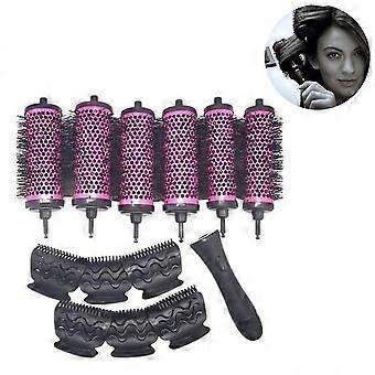 Single Handle Six-head Fluffy Rolling Comb, Air-guided Pear Flower Inner Buckle Straight And Curling Comb, With Clip