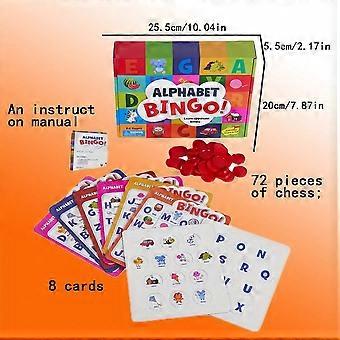 Alfabetsbingospel med 8 dubbelsidiga kort och 72 spelmarker, bokstavsinlärningsspel för barn i åldrarna 4-8, familjeaktivitet för klassrummet