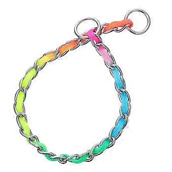 Rainbow Dog Chain Collar for Pulling Function with 1Pcs Nylon Strap