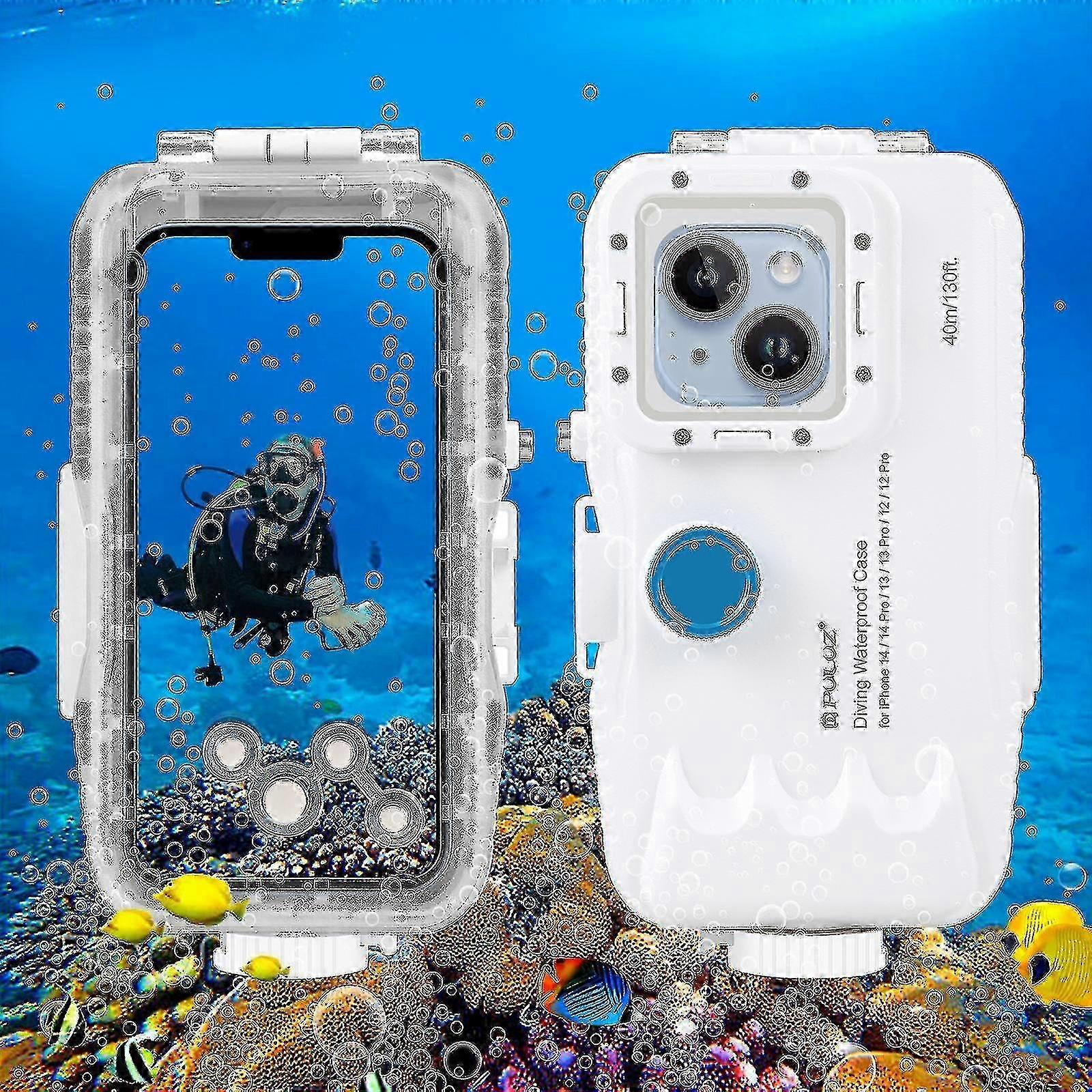 Puluz 40m/130ft Waterproof Case compatible with Iphone 14 / 14 Pro