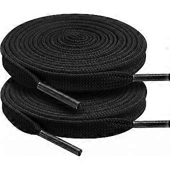 A pair of flat, elastic shoelaces, 5/16 inch wide, suitable for athletic shoes, running shoes, boots, etc.