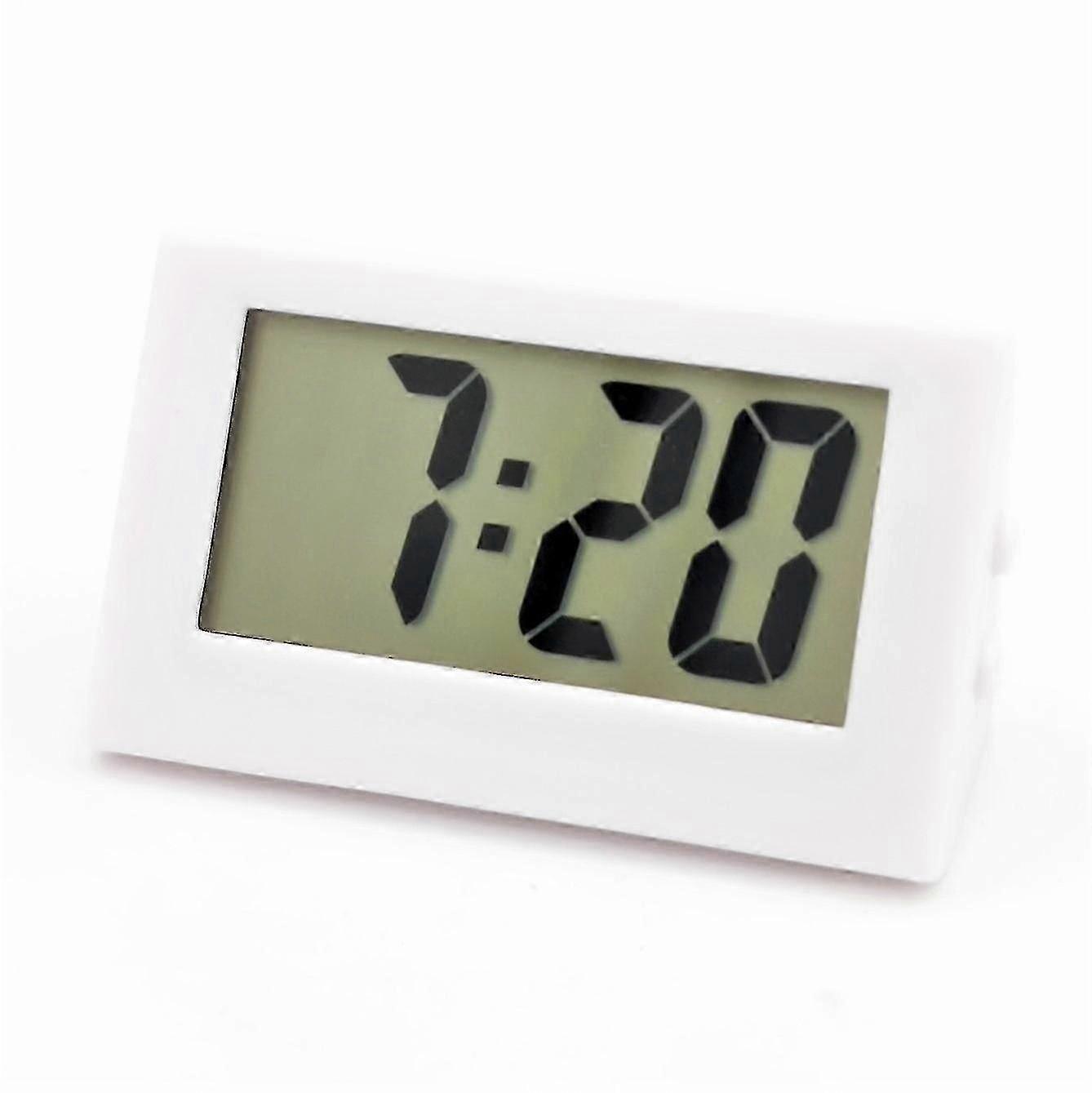 White Digital Clock, Small Clock, Mini, Usable As Car Clock Or Table Clock, 5.6 X 3 Cm, Rubber Coated