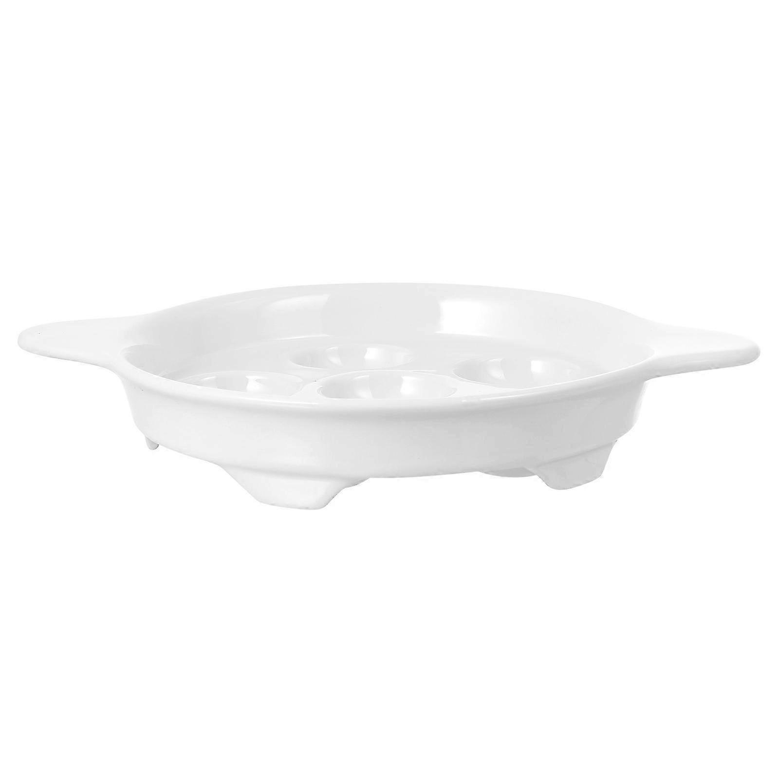 White Ceramic Escargot Baking Dish for Kitchen 1Pcs Snail Baking Plate