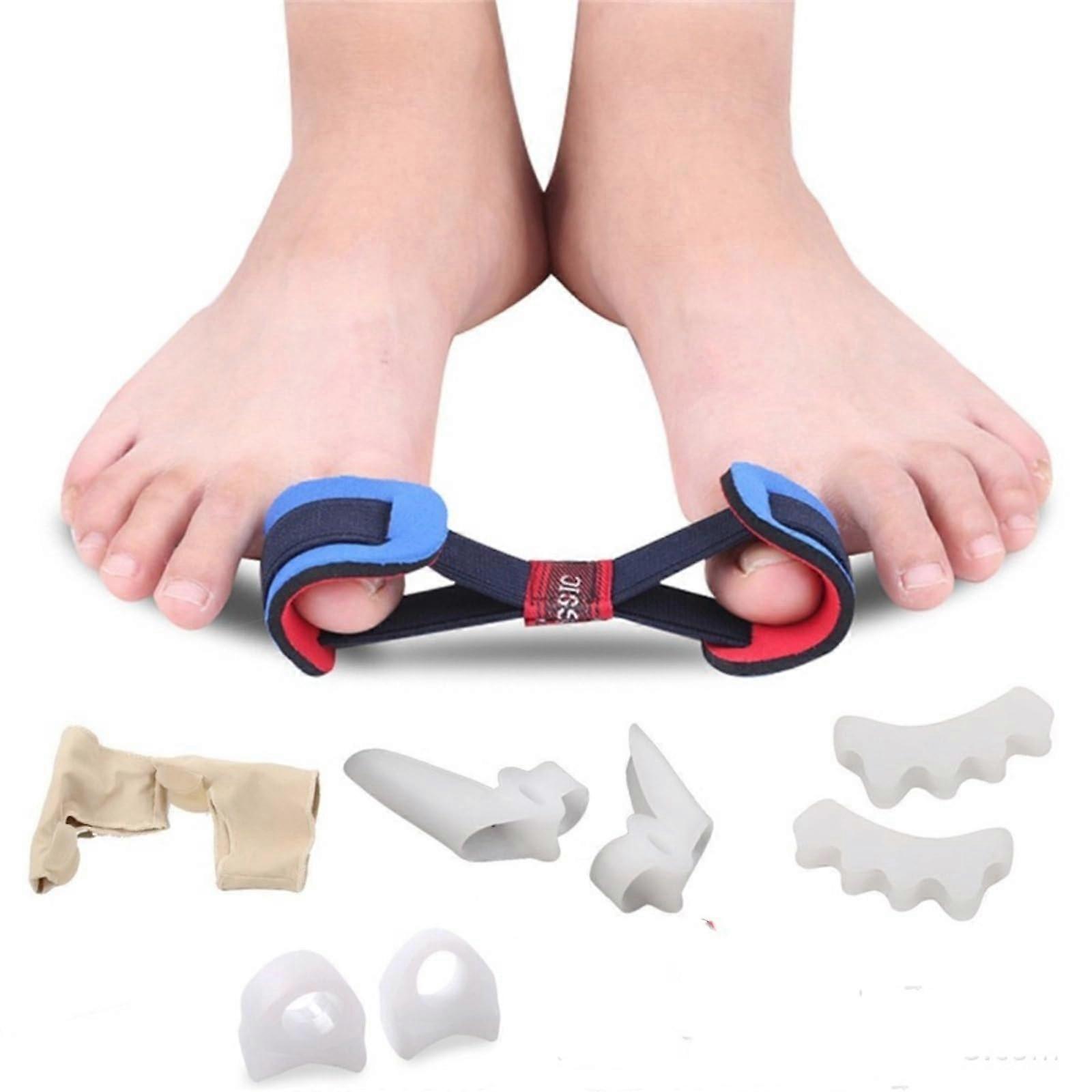 Adjustable Silicone Toe Separator Set for Overlapping Toes, Soft Reusable Gel Toe Spacers 9 Pack