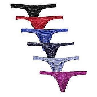 6-teiliges Set bequemer Herren-Tangas mit niedrigem Bund, Farbstreifen