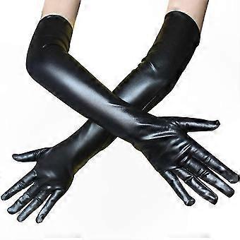 Stretchy Elbow-Length Coverage Women's Long Opera Gloves, 21-Inch PU Patent Leather Formal Dress Accessories