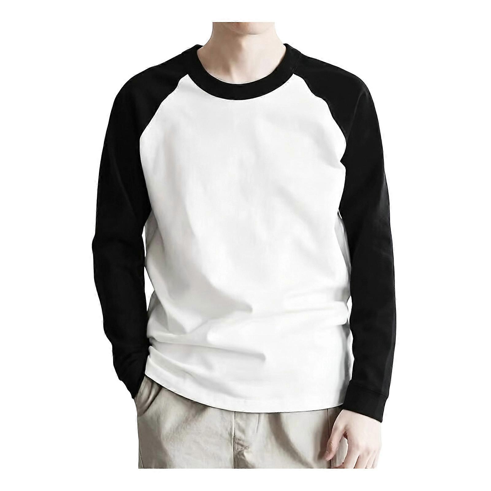 Long Sleeve Crew Neck Pullover for Men with Raglan Block Design