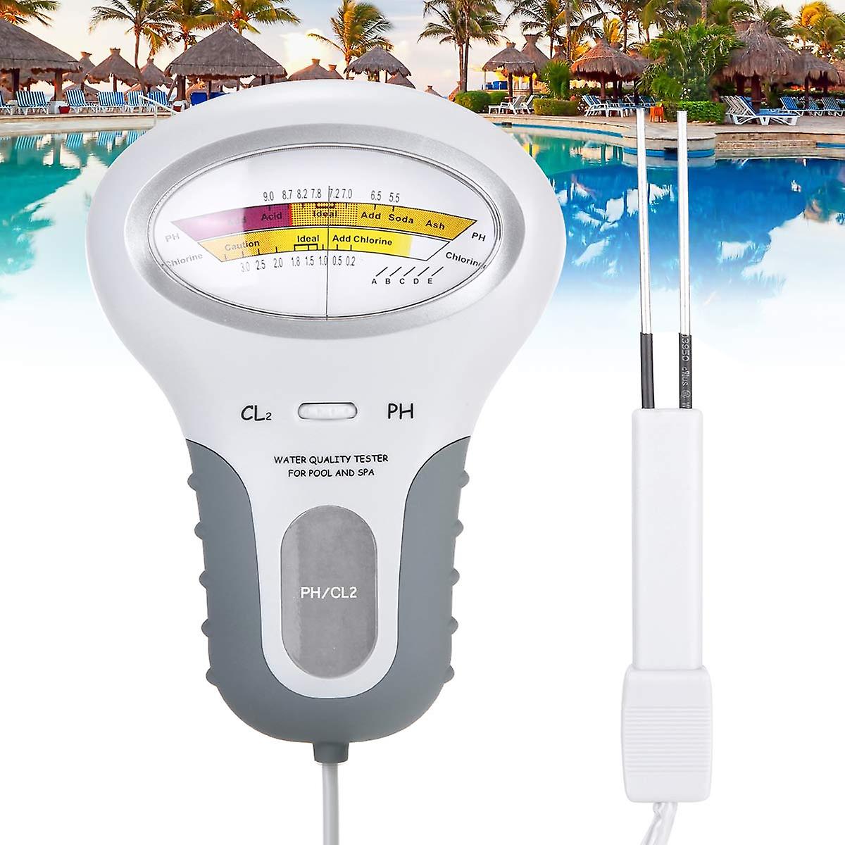 Chlorine, pH and Chlorine Cl2 Tester - Water Level Monitor for Pool, Spa - with Probe