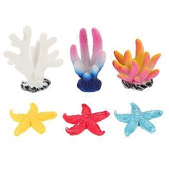 Coral Resin Fish Tank Decoration for Decoration 6Pcs Assorted Color
