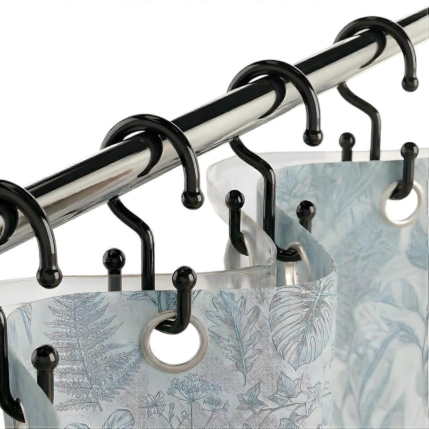 Double Plastic Shower Curtain Hooks for Bathroom Shower Rods