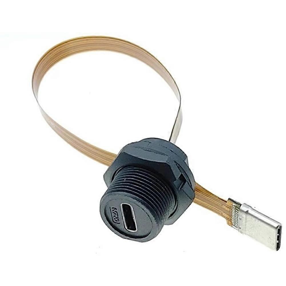 Type-C Threaded FPC Waterproof Plug Data Connector Industrial Grade USB 3.1 Type C Socket 20CM Cable