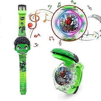 Flashing Light Music Watch Kids Toys Boys Girls Marvel Avengers Luminous Clock [MI]