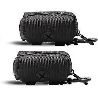 Hundekotbeutelspender, 2er-Pack, schwarzer Kotbeutelhalter mit starkem Klettverschluss für Leine, Laufen und Wandern