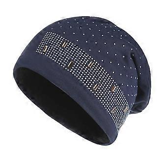 Women's Outdoor Warm Buffet Hat, Casual Style, Ear-covering Headband, Maternity Hat, Fashionable Mainstream Pearl Warm Hat, Navy Blue_L (58-60cm)905